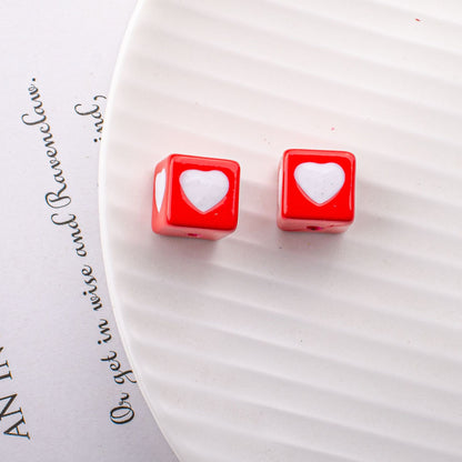 Warm Winter Color Series Heart Acrylic Square Beads 12.5mm 20pcs 11