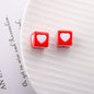 Warm Winter Color Series Heart Acrylic Square Beads 12.5mm 20pcs 11