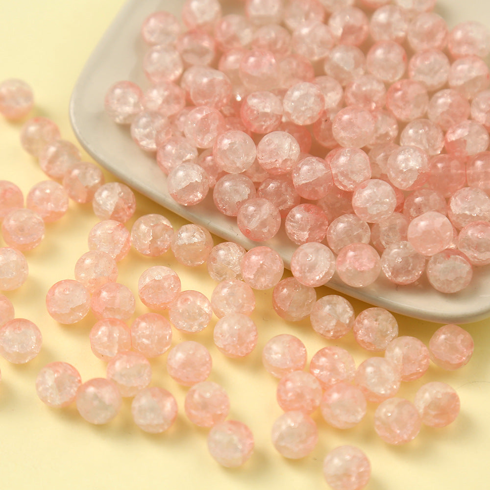 Gradient Crackle Round Glass Beads 10mm Pastel Mixed Colors 100pcs 17