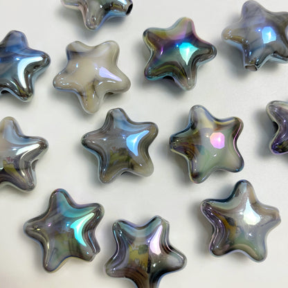 UV Plating Dual Color Cloud Gradient Star Acrylic Beads 22mm 50pcs 11