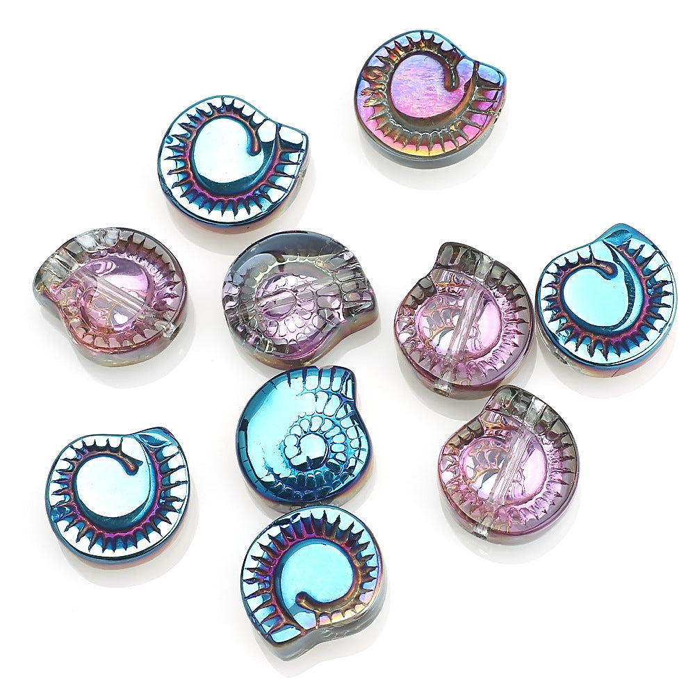 Electroplated Snail Glass Beads 12mm Transparent Iridescent 30pcs 7