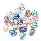 Electroplated Elliptical Flower Glass Beads 10x14mm Kiwi 20pcs 6