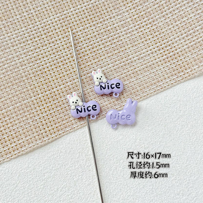Baking Painted Window Kitten and Nice Rabbit Metal Beads 15/17mm 10pcs 16