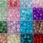 Crackle Round Glass Beads 8mm Colored Hole 1.3mm 50pcs