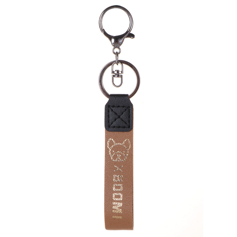 Leather Wristlet Keychain with Gold Embossed Bear Detail 10