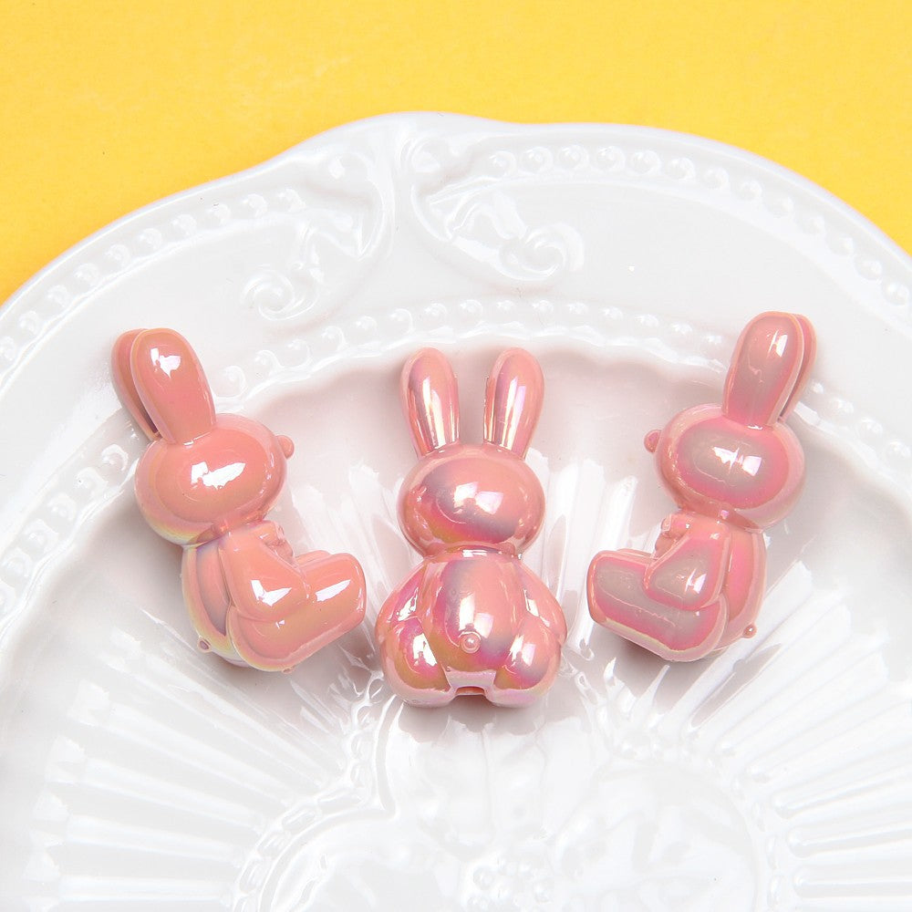 Glow Bunny Acrylic Beads 35mm UV Plating Pastel Colors 10pcs 9