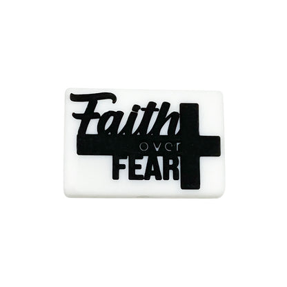 Silicone Focal Beads Faith Faith Over Fear Rectangular Block Shape 20pcs 8