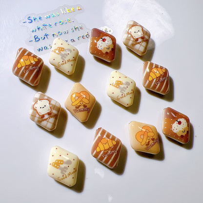 Rhombus Acrylic Beads 18x23mm Cartoon Bakery Pastry Design 10pcs