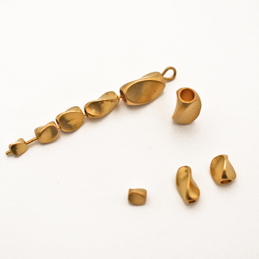 Brass Irregular Rectangular Metal Beads Torsion Twist 100pcs 2