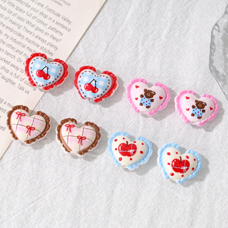 Cherry Heart Acrylic Beads 22mm Decorative 10pcs 3