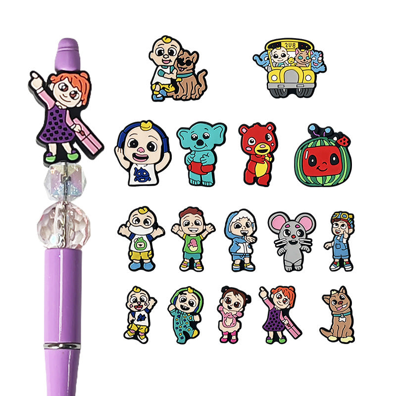 Silicone Focal Beads Cartoon Characters Side Profile 20pcs