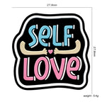 Silicone Focal Beads Self Love Colorful Lettering Black Background 20pcs 2