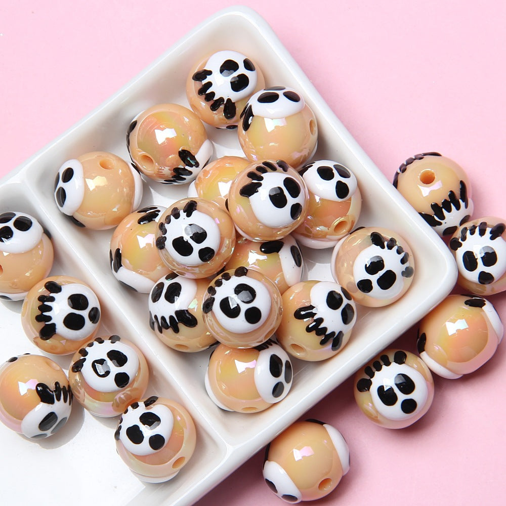 Hand Painted Bear Acrylic Beads 16mm Glossy Single Piece 3