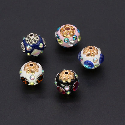 Ethnic Diamond Clay Beads 16mm Faceted Rhinestone Alloy 10pcs 4