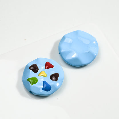 Painted Cookies Acrylic Beads 25mm Colorful Baking Design 50pcs 18