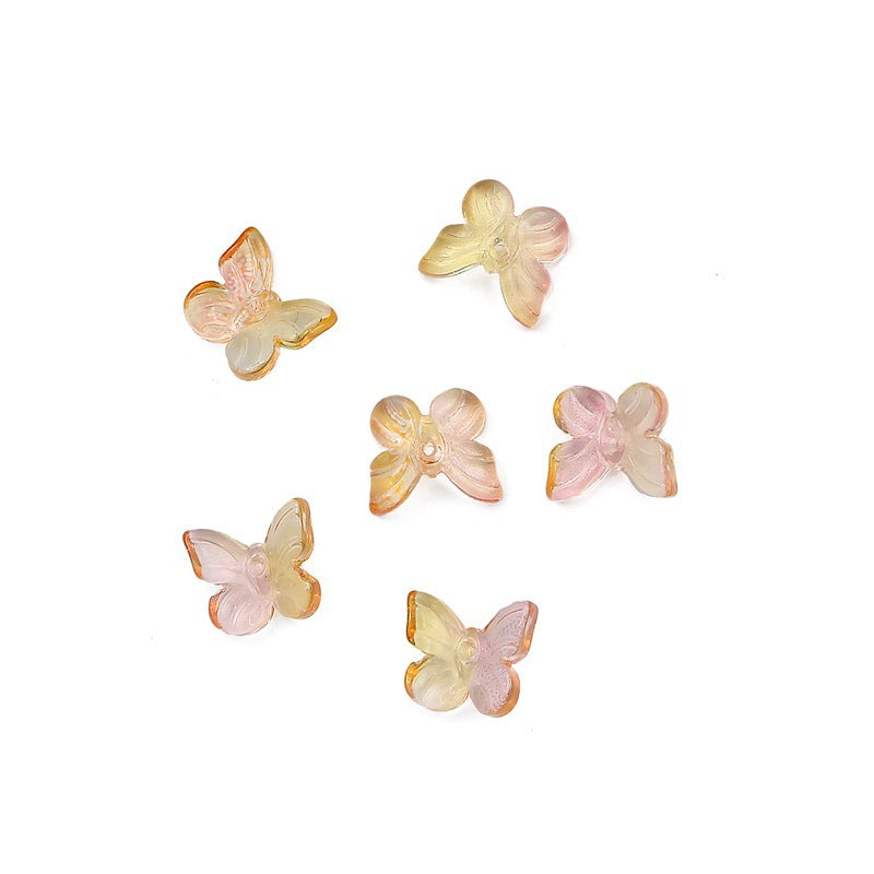 Czech Glass Butterfly Beads 11mm Translucent Pastel Gold Foil 10pcs 7
