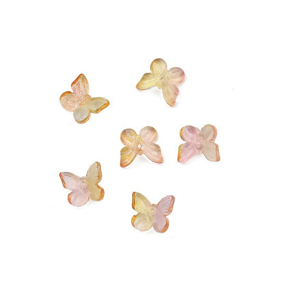 Czech Glass Butterfly Beads 11mm Translucent Pastel Gold Foil 10pcs 7