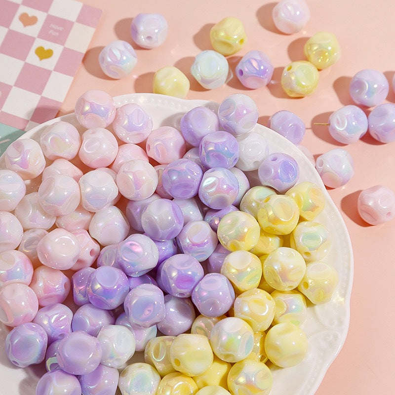 Glow Fig Acrylic Beads 16mm Cream Color Pastel Iridescent 10pcs