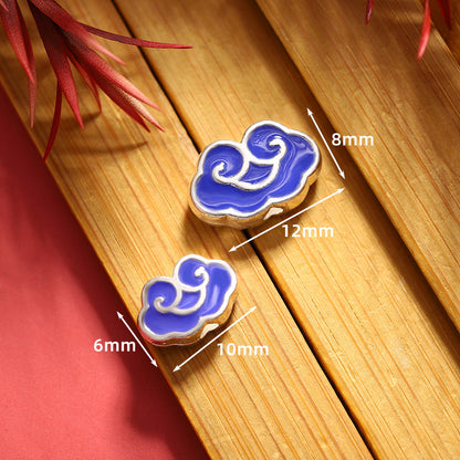 Cloud Metal Beads 14*9 12*8 10*6mm Enamel Alloy 100pcs 8