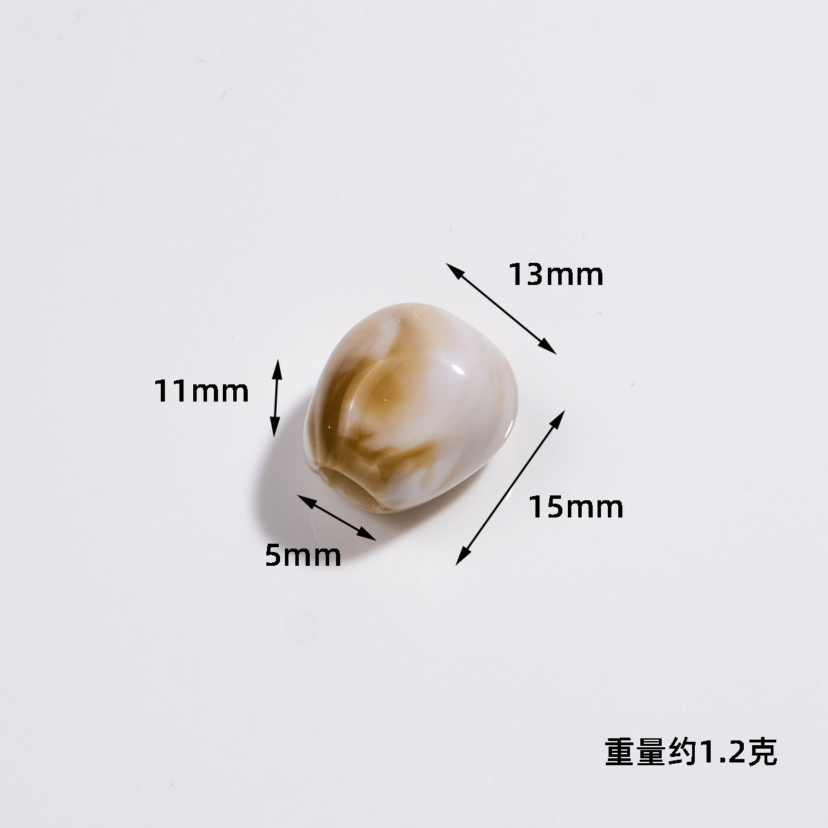 Imitation Jade Acrylic Beads 15mm Large Hole Ink Color 50pcs 2