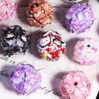 Embellished Bubblegum Beads 20mm Sanri Figures Cluster 5pcs 3