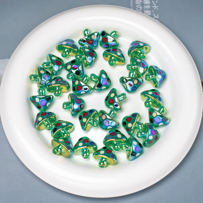 Glow In The Dark Mushroom Resin Beads 17mm Polka Dotted 20pcs 11