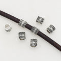 Tube Metal Beads 8mm Vintage Number 8 Patterned Antique Silver Tone 1pc