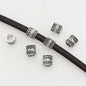 Tube Metal Beads 8mm Vintage Number 8 Patterned Antique Silver Tone 1pc