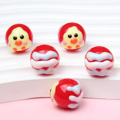 Hand Painted Duckling Cartoon Acrylic Beads 18mm 1pc 4
