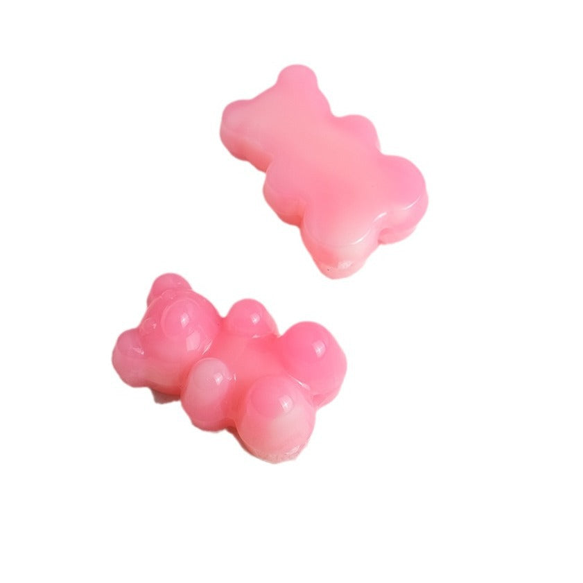 Gradient Teddy Bear Acrylic Beads 18mm Multicolor Glossy 250pcs 2
