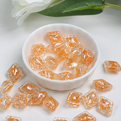Plating Lace Rhombus Resin Beads 18mm Glossy Color Mixed 5pcs 14