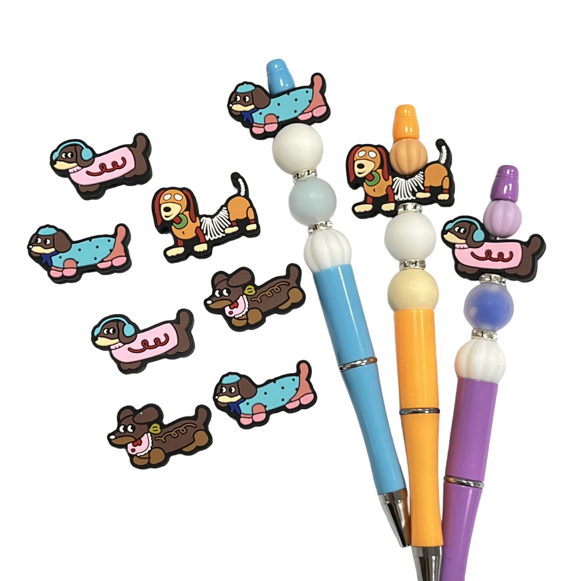Silicone Focal Beads Cartoon Animal Spring Dog Smiling Faces 20pcs 2