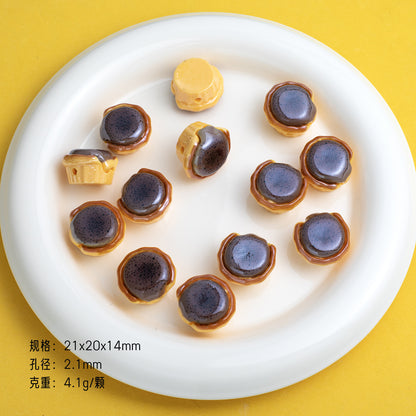 3D Molten Egg Tart Resin Beads 20mm Glossy Pastel Colors 10pcs 11
