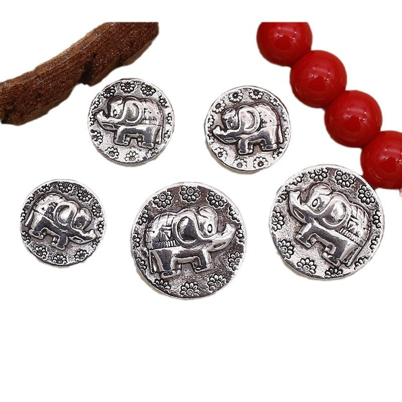 Flat Metal Beads 15mm 20mm Thai Elephant Ganesha Antique Silver Tone 20pcs 5