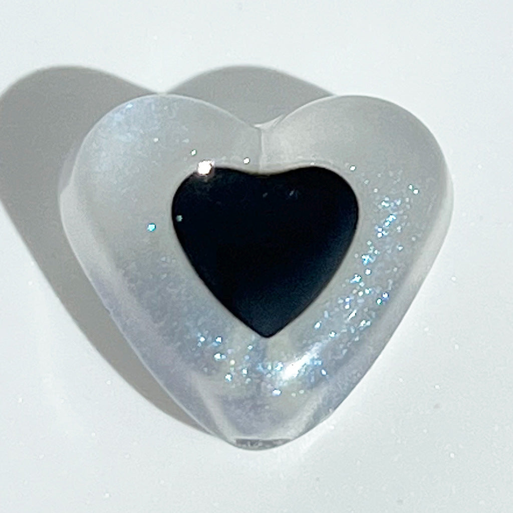 Glow Heart Acrylic Beads 15mm Two-Color Glow In The Dark 50pcs 9