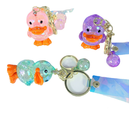 Acrylic Duck Keychain Colorful Translucent Orange Accents