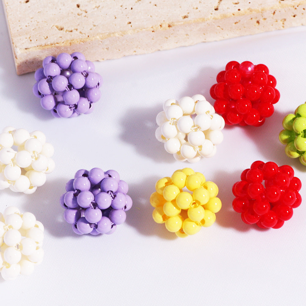 Glossy Hollow Waxberry Resin Beads 16mm Mixed Colors 20pcs 2