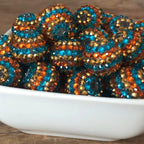 Striped Bubblegum Beads 10-22mm Plated Red Yellow Blue 5pcs