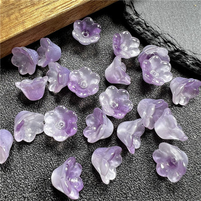 Czech Glass Beads Flower 12mm Iridescent Crystal Clear 50pcs 15