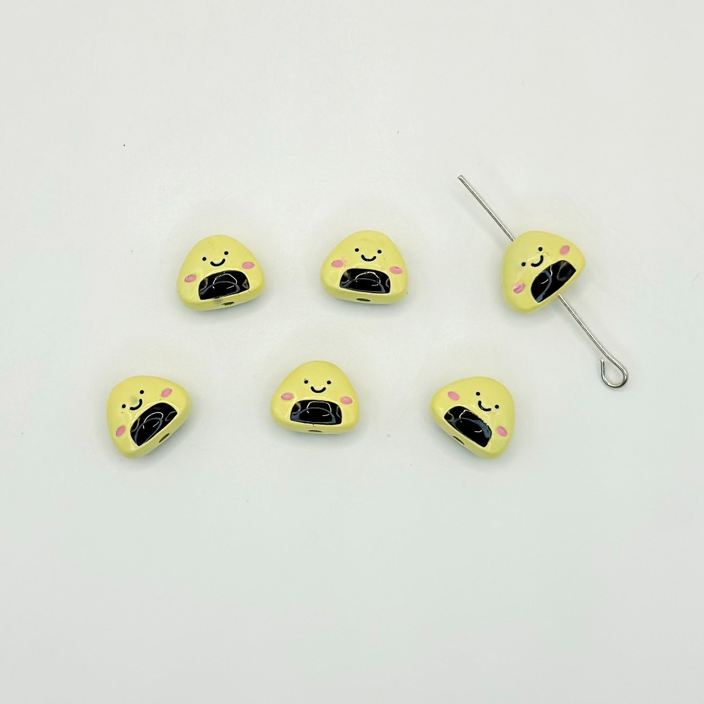 Japanese Rice Ball Metal Beads 8*10mm Enamel Painted Alloy 10pcs 10