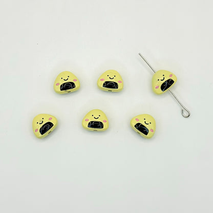 Japanese Rice Ball Metal Beads 8*10mm Enamel Painted Alloy 10pcs 10