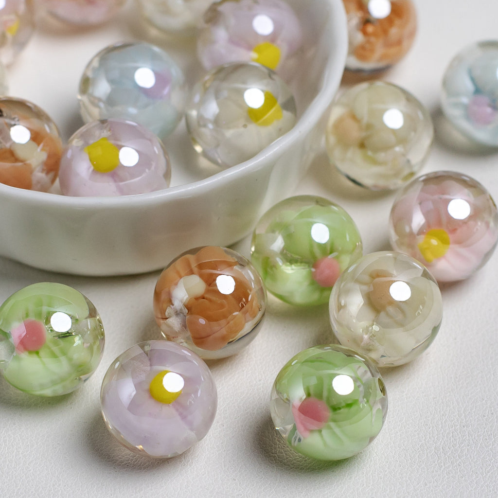 Sweet Bow Inside Resin Round Acrylic Beads 16mm 10pcs 3