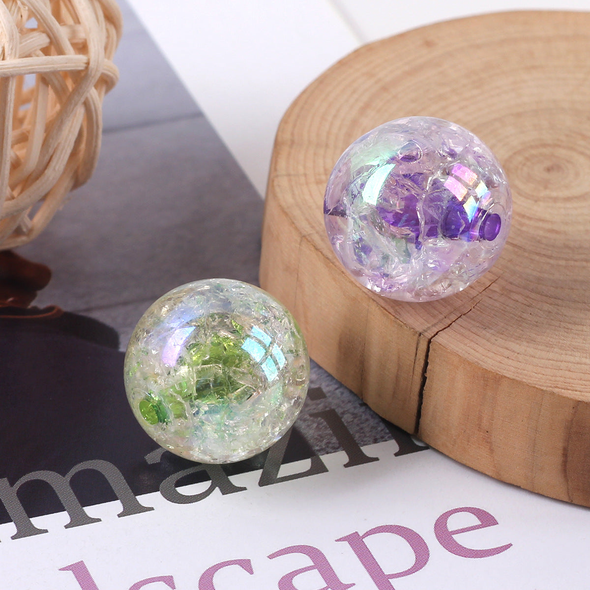 Plated Bubblegum Beads 18-20mm Dyed Core Crackle Glossy 20pcs 3