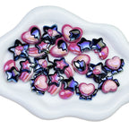 Sweet And Sassy Heart Star Resin Beads Glossy Pink Purple 20pcs 5