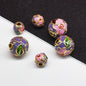 Flower Leaf Pattern Metal Beads 6/8/10mm Colorful Cloisonne Enamel 10pcs 29