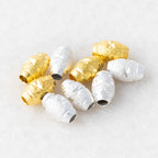 Brass Oval Metal Beads 5x8mm 6x10mm Matte Flower Patterned 100pcs 2