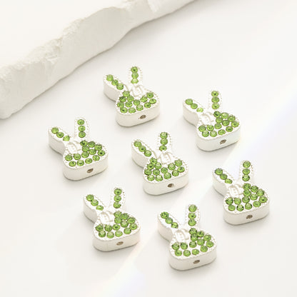 Rhinestone Rabbit Alloy Beads 17mm Colorful Sparkle 10pcs 2
