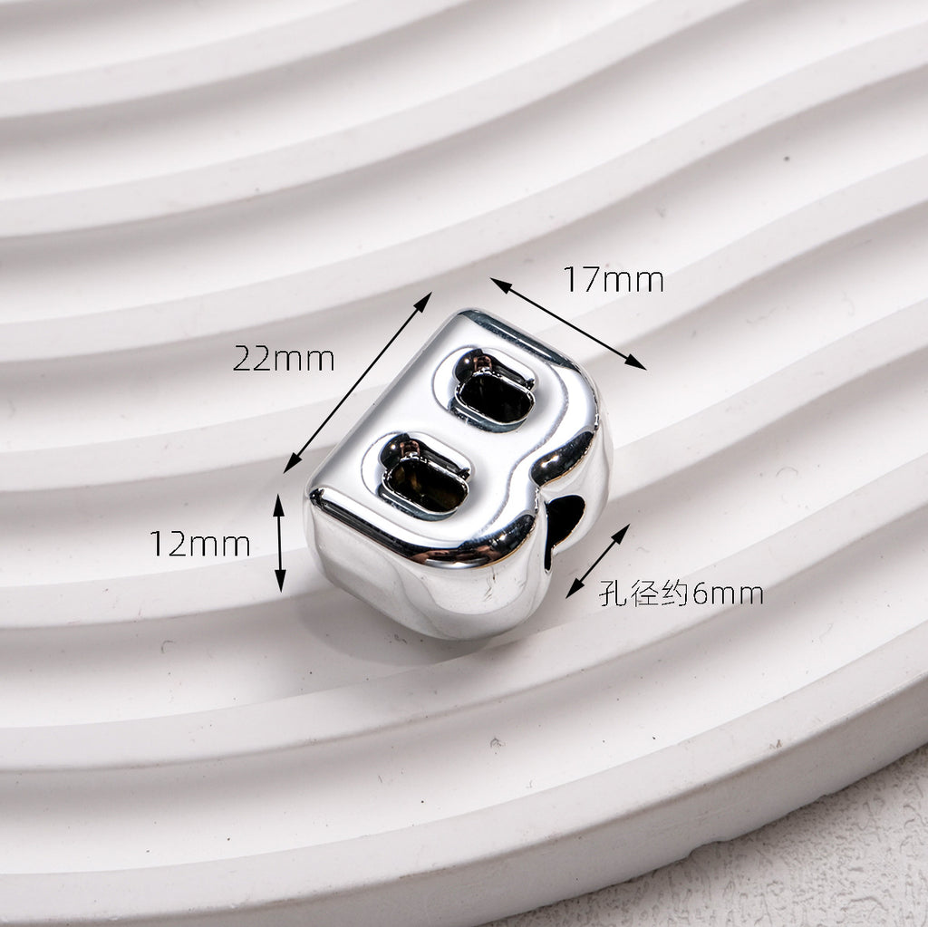 Plated Letter & Number Acrylic Beads 22x17x12mm Chunky Silver 50pcs 2