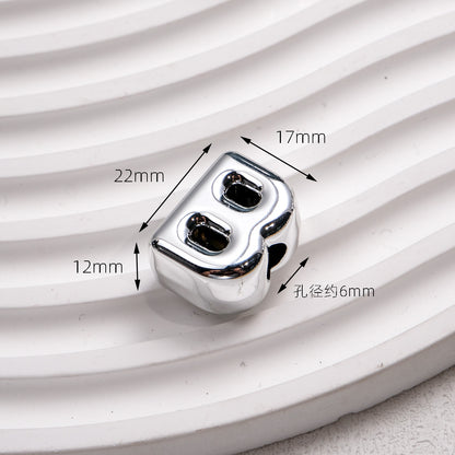 Plated Letter & Number Acrylic Beads 22x17x12mm Chunky Silver 50pcs 2