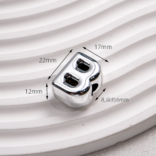 Plated Letter & Number Acrylic Beads 22x17x12mm Chunky Silver 50pcs 2